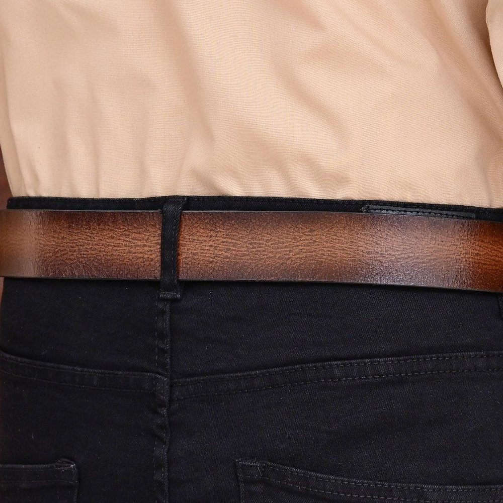 Mocha Brown Oil Waxed Premium Buffalo Leather Belt - Personalized Gift For Him - Picture 11 of 15